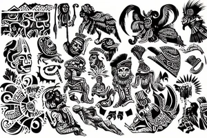 Inca wall painting of a wall bursting tattoo idea