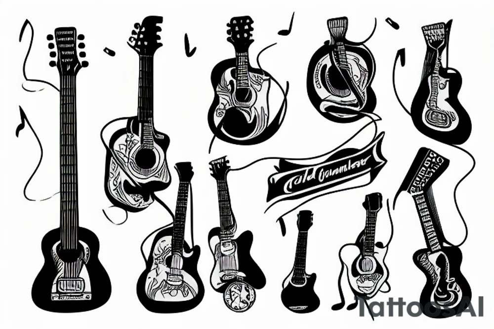 Man with guitar tattoo idea