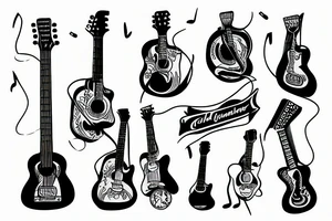 Man with guitar tattoo idea