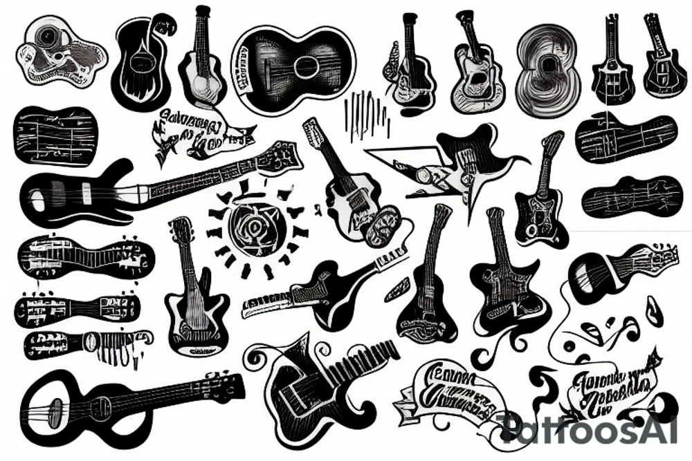 Man with guitar tattoo idea