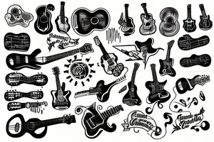 Man with guitar tattoo idea
