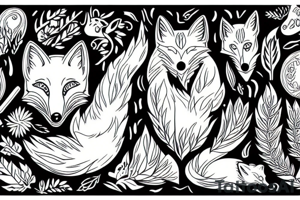 fox in forest tattoo idea