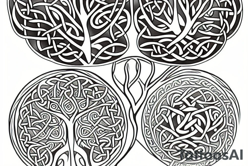 Celtic tree of life colorful naturalistic tattoo idea