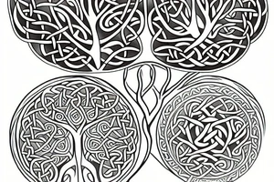 Celtic tree of life colorful naturalistic tattoo idea