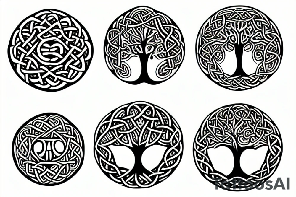 Celtic tree of life colorful naturalistic tattoo idea