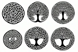 Celtic tree of life colorful naturalistic tattoo idea