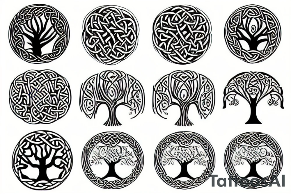 Celtic tree of life colorful naturalistic tattoo idea