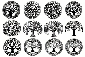 Celtic tree of life colorful naturalistic tattoo idea