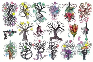 Igdrasil colorful naturalistic tattoo idea