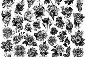 Floral frescal with heavy traits tattoo idea