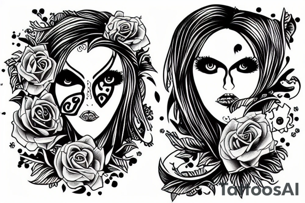 Head and heart pain tattoo idea