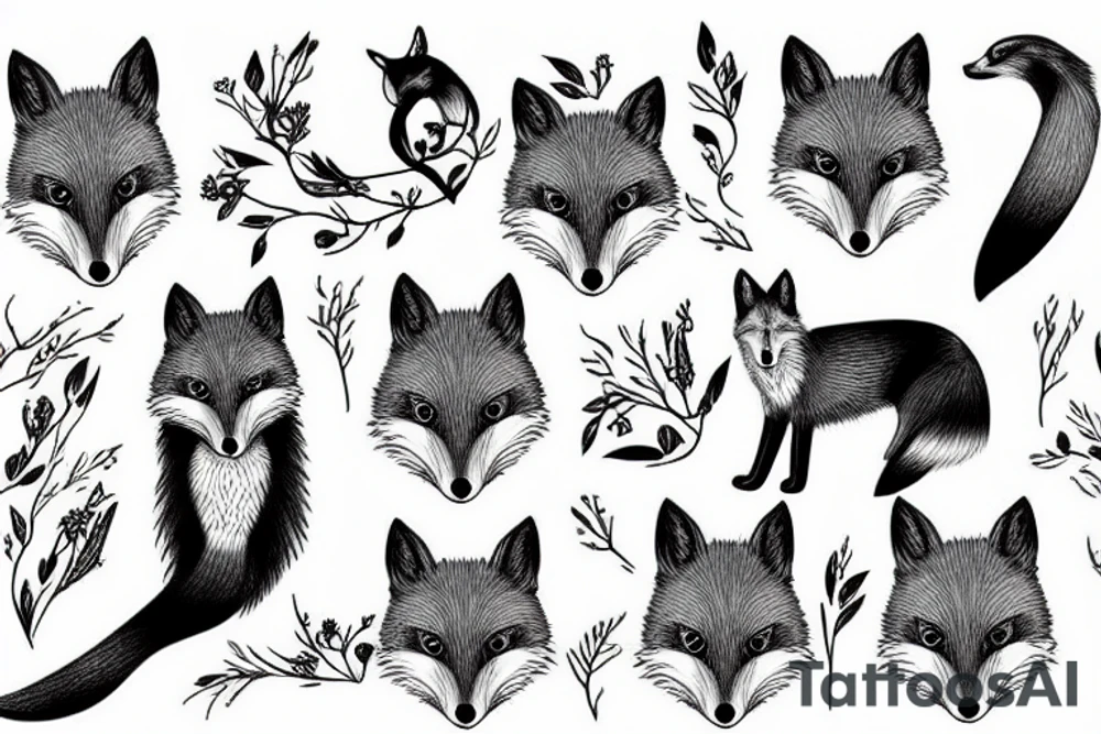 fox with bird tattoo idea