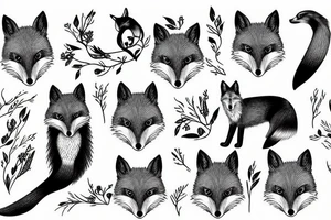 fox with bird tattoo idea
