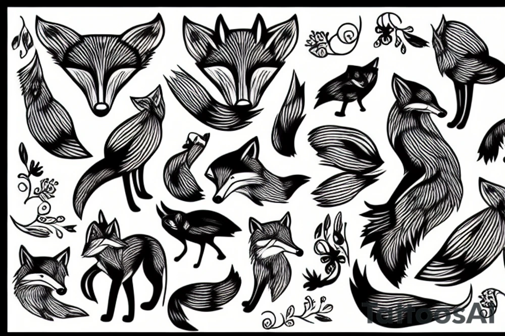 fox with bird tattoo idea