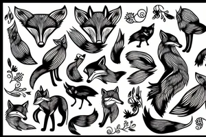 fox with bird tattoo idea