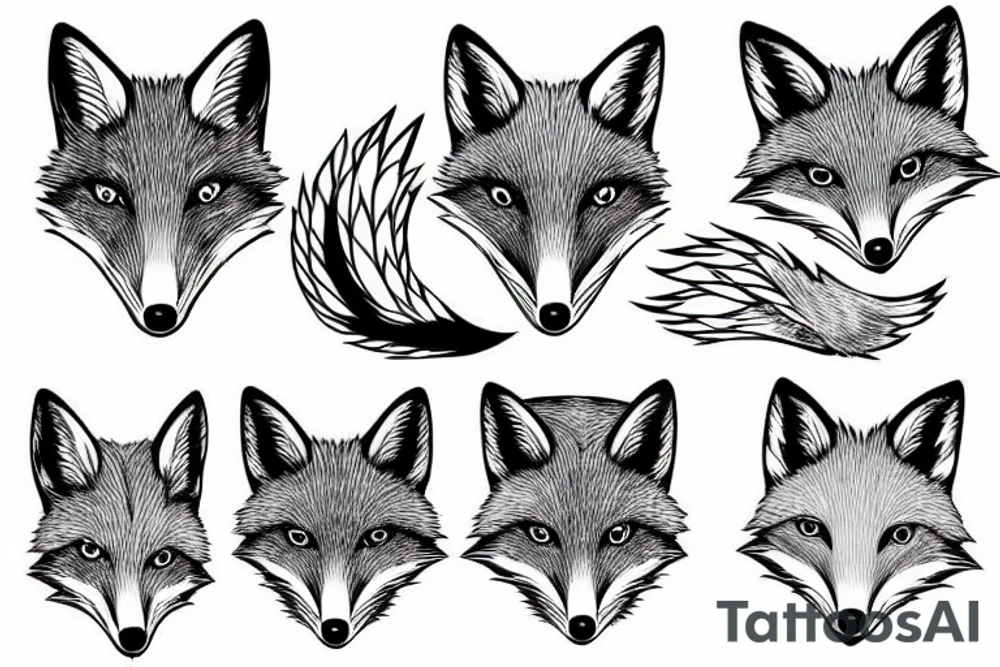 nice full body fox with bird tattoo idea