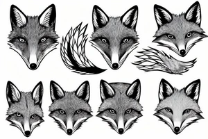 nice full body fox with bird tattoo idea