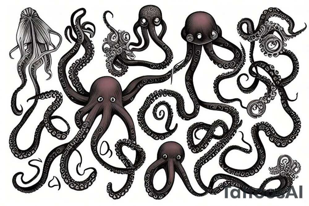 octopus with mashinegun tattoo idea