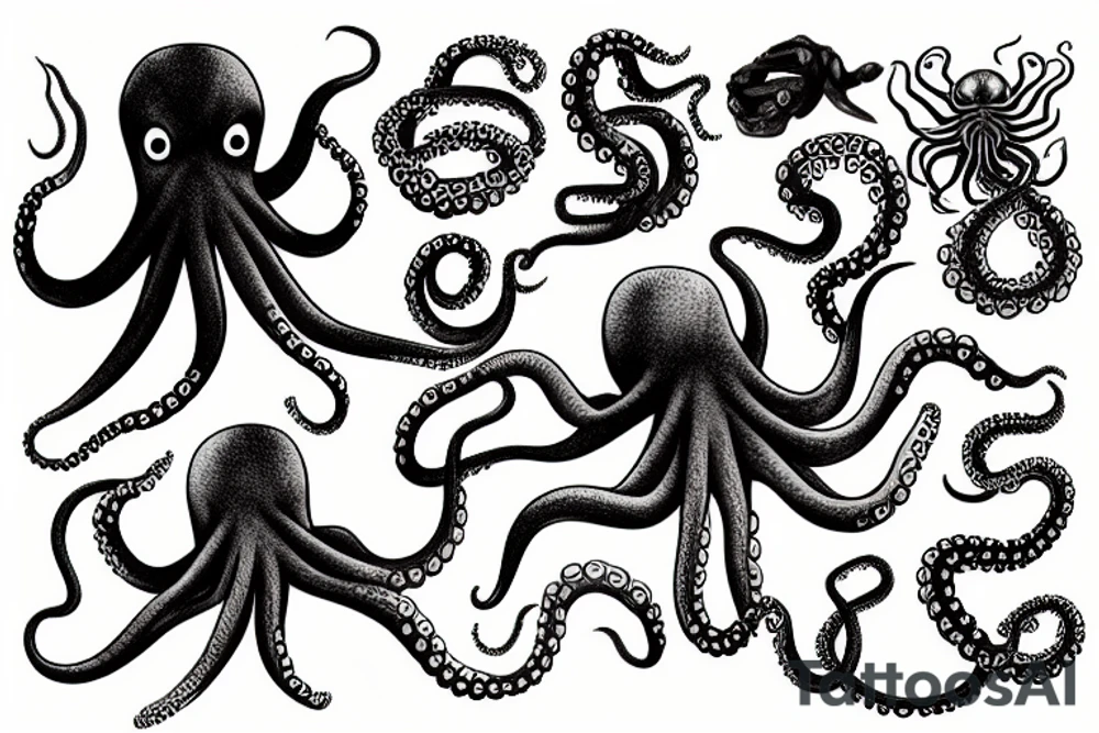 octopus with mashinegun tattoo idea