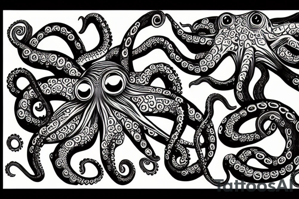 octopus with mashine gun tattoo idea