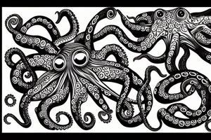 octopus with mashine gun tattoo idea