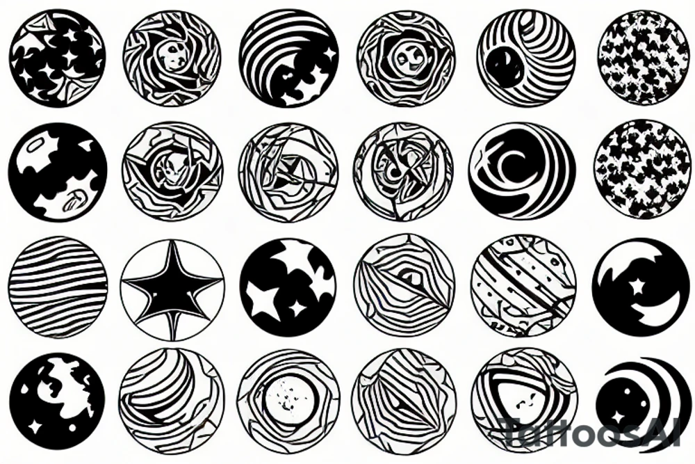 Planets with stars tattoo idea