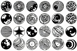 Planets with stars tattoo idea