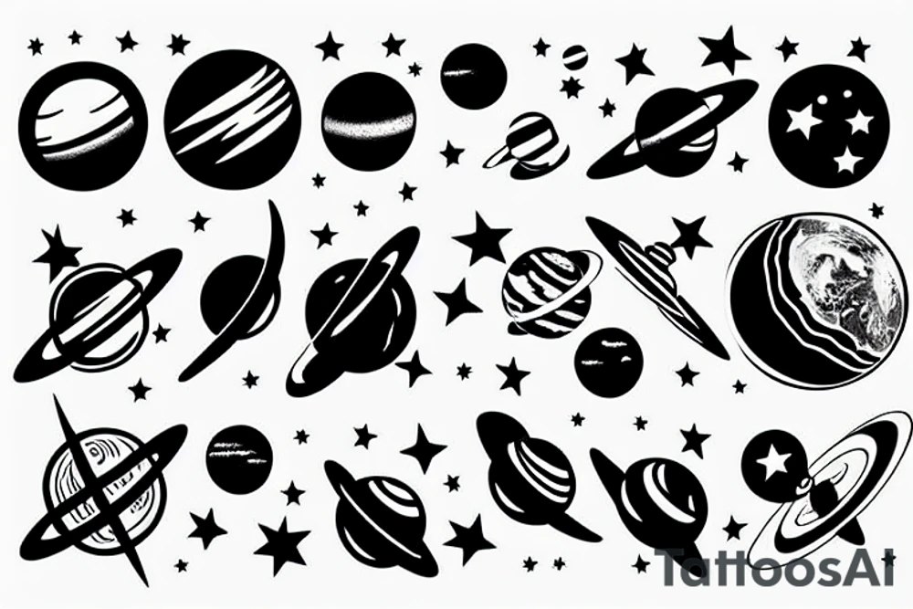 Planets with stars tattoo idea