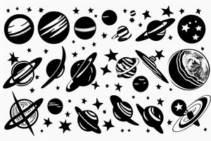 Planets with stars tattoo idea