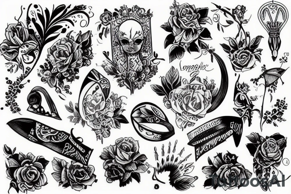 Ворон и череп с лентой tattoo idea
