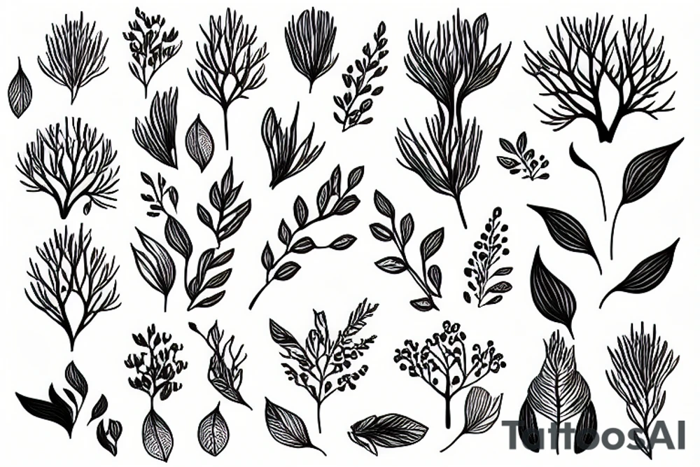 Minimalist fine line branches tattoo idea