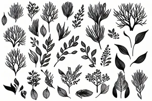 Minimalist fine line branches tattoo idea