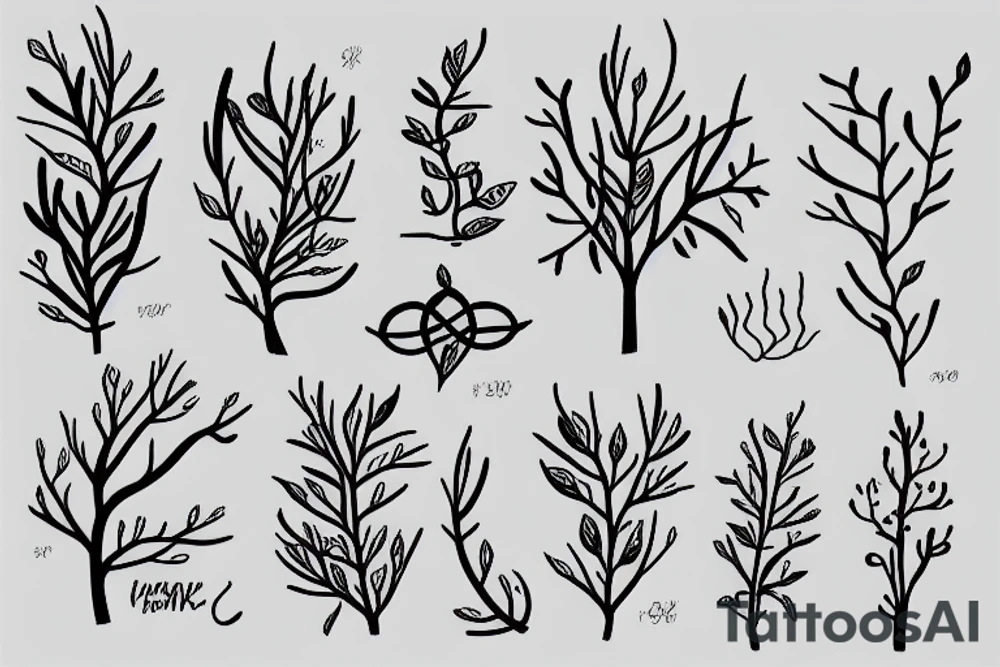 Minimalist fine line branches tattoo idea