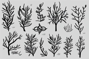 Minimalist fine line branches tattoo idea