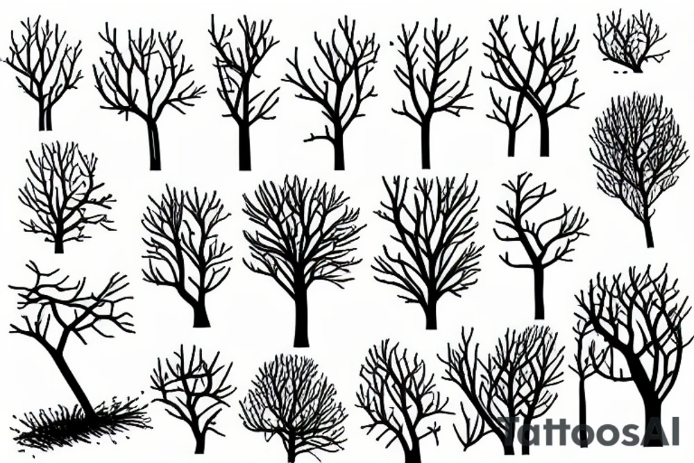 Minimalist fine line tree branches tattoo idea