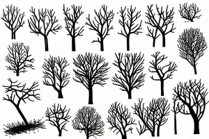 Minimalist fine line tree branches tattoo idea
