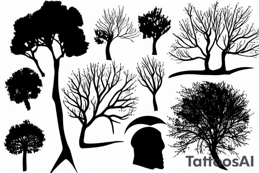 Minimalist fine line tree branches tattoo idea