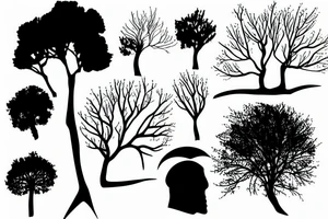 Minimalist fine line tree branches tattoo idea