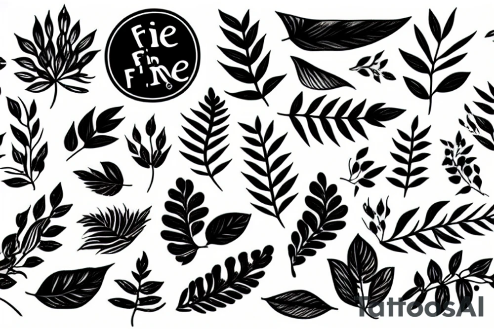 fine line branches and leaves tattoo idea