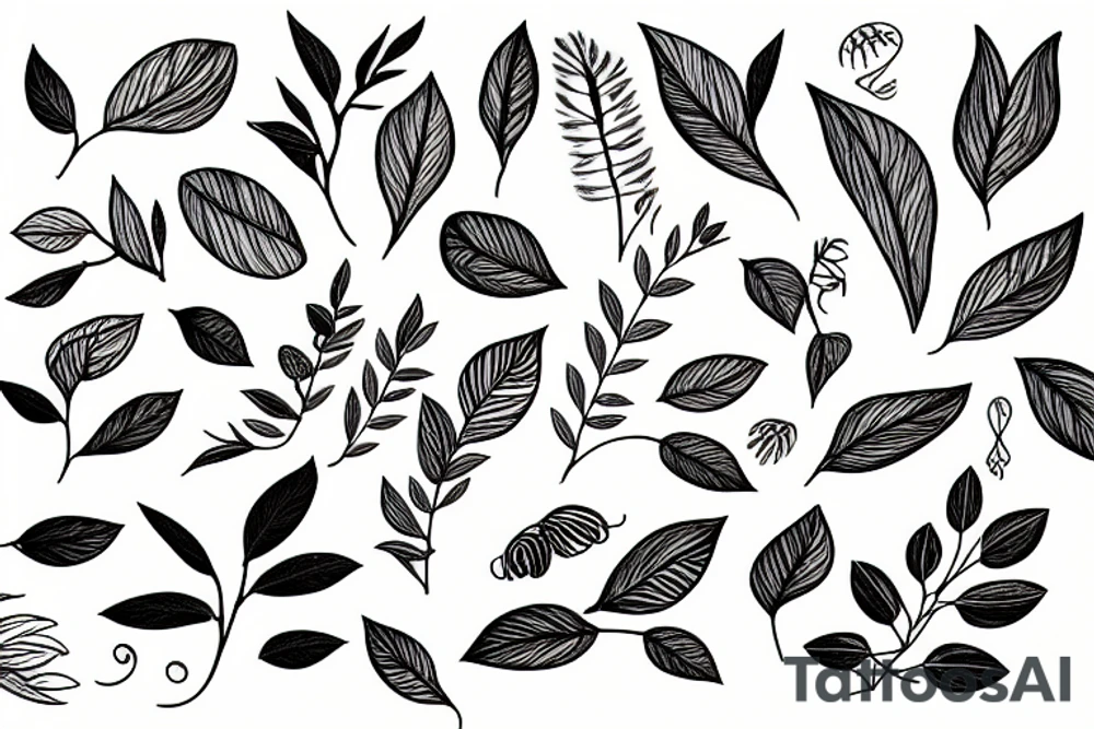 fine line branches and leaves tattoo idea