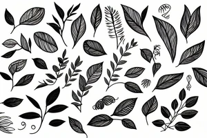 fine line branches and leaves tattoo idea