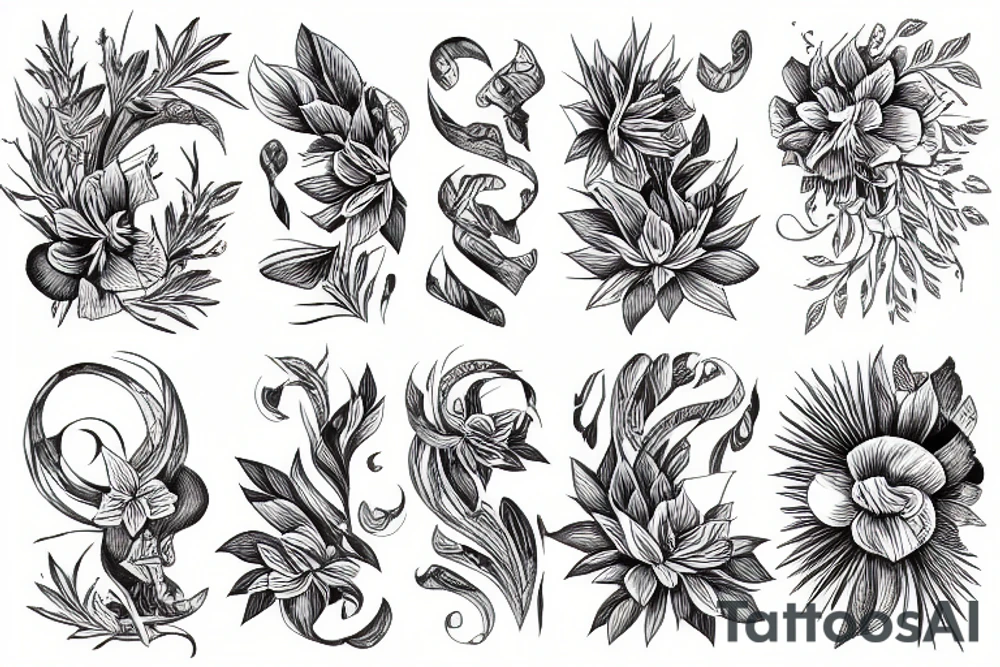 fine line masculine botanic tattoo idea