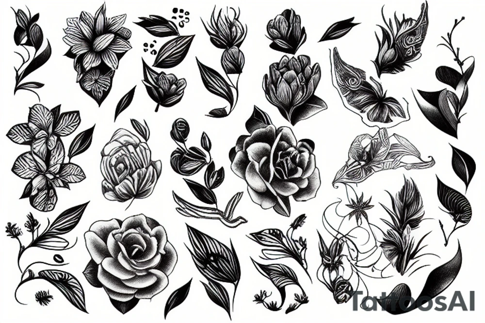 fine line masculine botanic tattoo idea