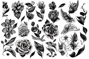fine line masculine botanic tattoo idea
