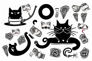 cat wearing monocle smoking a pipe tattoo idea