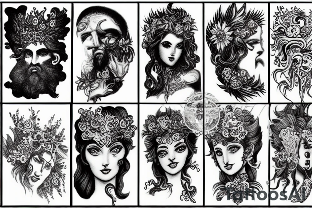 Dionysos, godlike, humankind tattoo idea