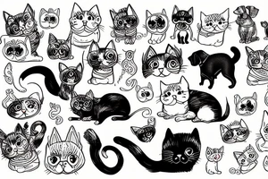 cat and dog tattoo idea