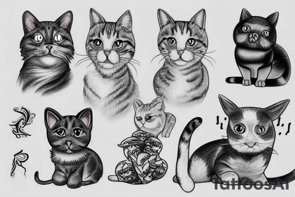 cat and dog tattoo idea