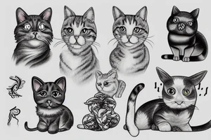 cat and dog tattoo idea