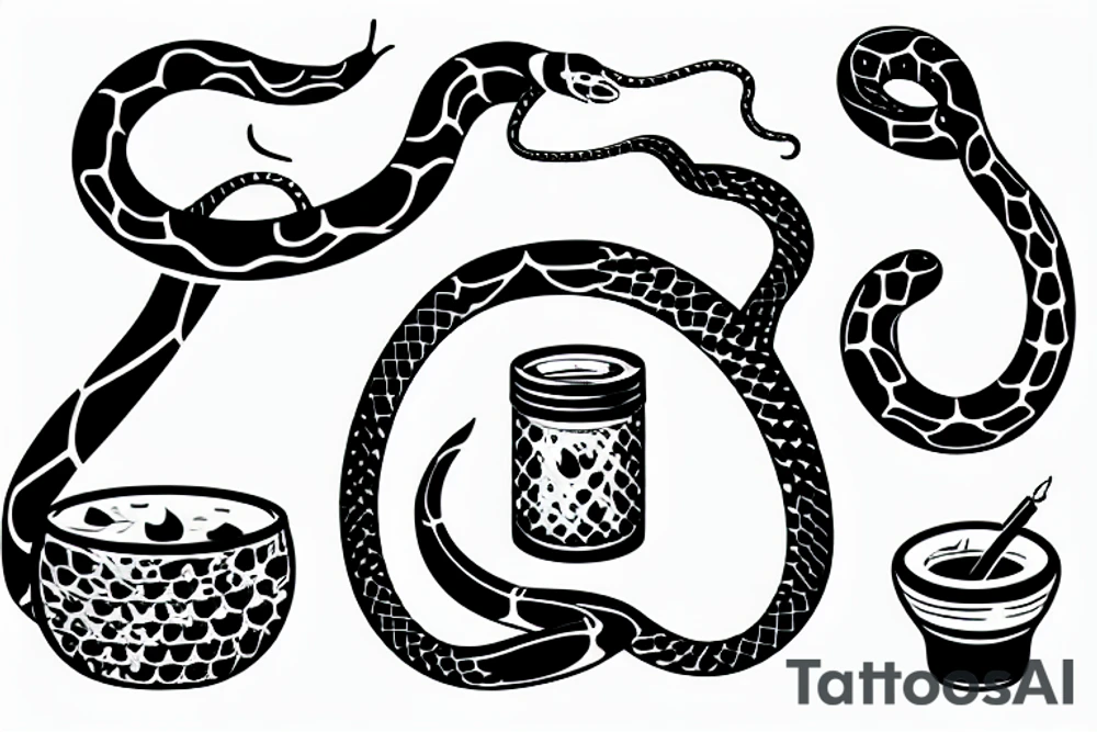 a medical snake snakes around a bowl tattoo idea